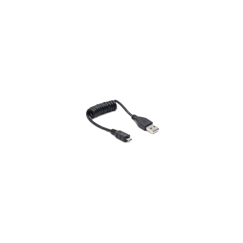 Kábel USB A Male/Micro B Male, 0.6m, krútený, čierny