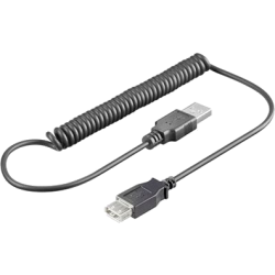 Kábel USB predlžovací A-A, 0,5-1,5 m, krútený, čierny