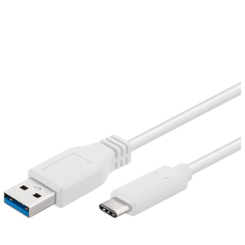 PremiumCord USB-C/male - USB 3.0 A/Male, biely, 2m