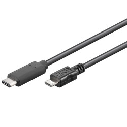 PremiumCord USB-C/male - USB 2.0 Micro-B/Male, čierny, 0,6m