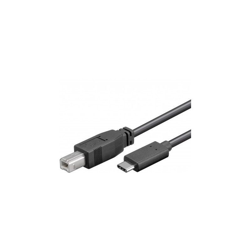 PremiumCord USB-C/male - USB 2.0 B/male, čierny,1m