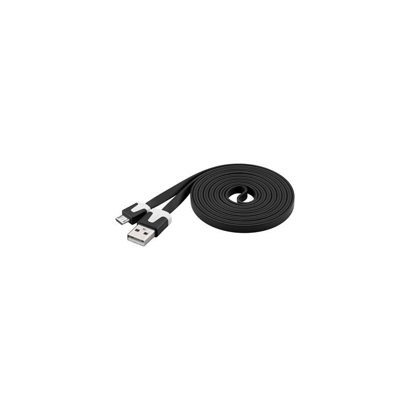 PremiumCord Kábel microUSB 2.0, A-B, plochý, čierny
