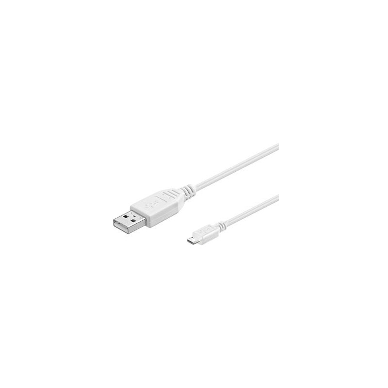 PremiumCord Kábel micro USB 2.0, A-B 2m, biela