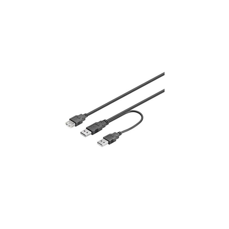 PremiumCord USB 2.0 napájací Y kábel A/M+A/M-A/F