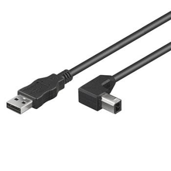 PremiumCord Kabel USB 20, A-B, 1m so zahnutým USB-B konektorom 90°