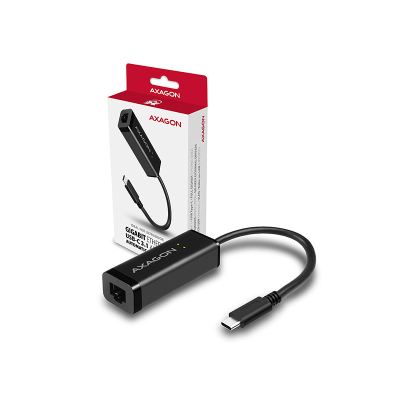 AXAGON ADE-SRC, USB-C 3.2 Gen 1 - Gigabit Ethernet sieťová karta, auto inštal, čierna