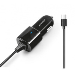 Aligátor nab. do auta USB-C s USB TCH 2,4A čierna