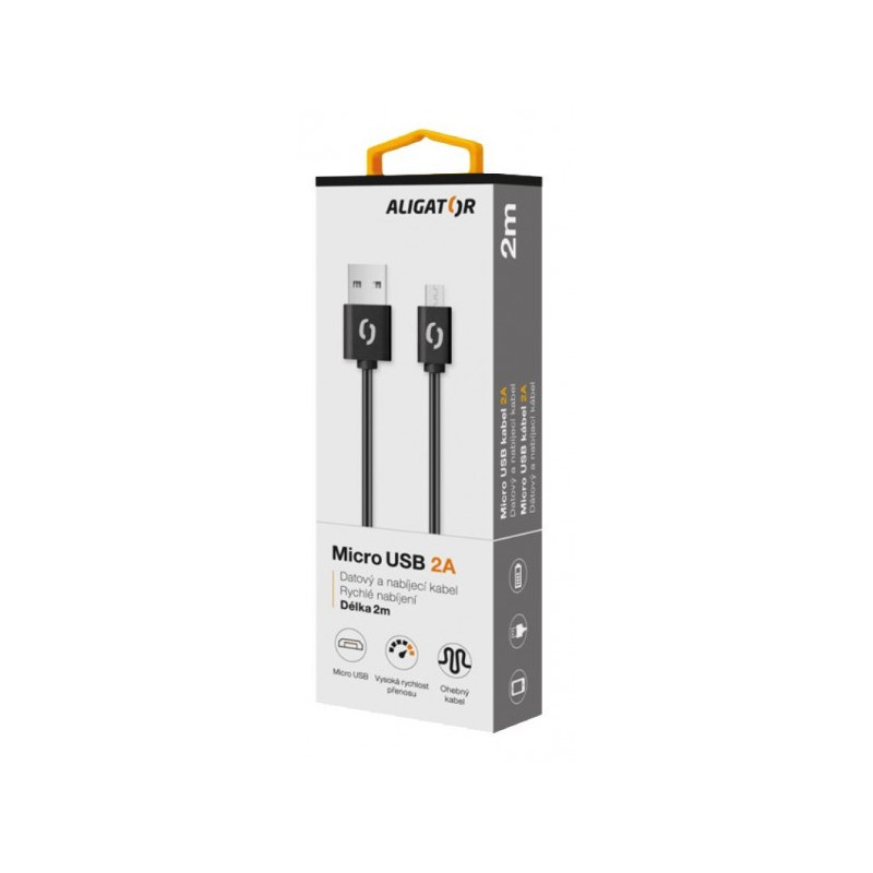 ALIGATOR Dátový kábel 2A mikro USB 2 m čierny