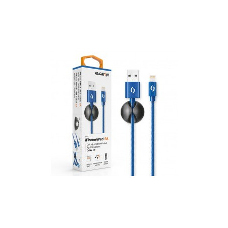 ALIGATOR PREMIUM Dátový kábel 2A, Lightning modrý