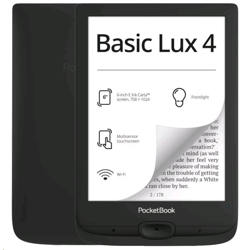E-book POCKETBOOK 618 Basic Lux 4 Ink Black, čierny