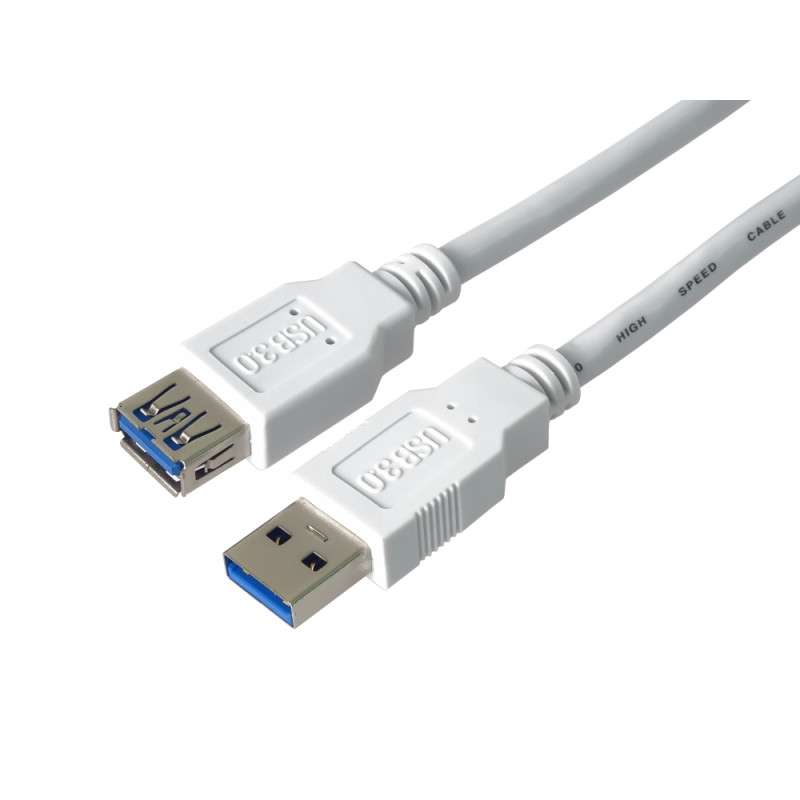 PremiumCord Predlžovací kábel USB 3.0 Super-speed 5Gbps A-A, MF, 9pin, 5m biela