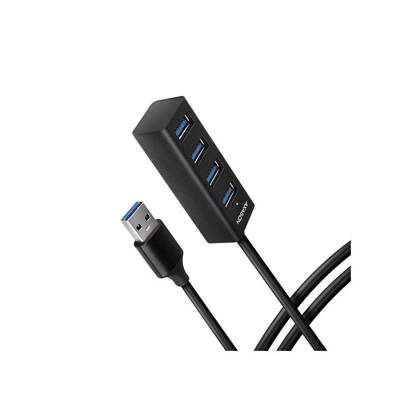 AXAGON HUE-M1AL, 4x USB 3.2 Gen 1 MINI hub, kovový, kábel USB-A 1.2m