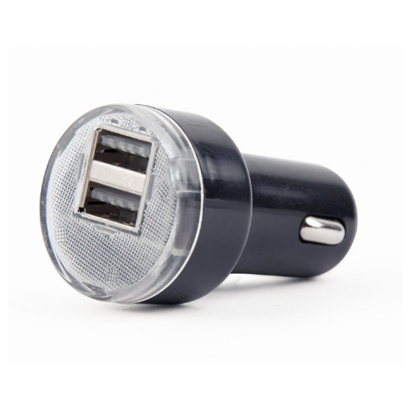 Gembird 2x USB nabíjačka do auta 2,1 A, čierna