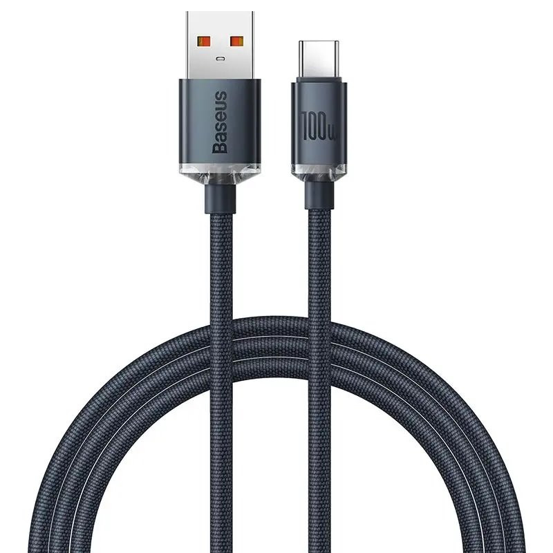 Baseus CAJY000401 Crystal Shine Series Dátový Kabel USB - USB-C 100W 1,2m Black