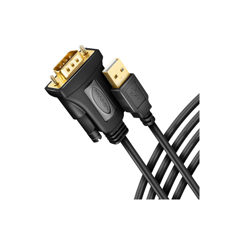 AXAGON ADS-1PQN, USB-A 2.0 - sériový RS-232 DB9-M FTDI adaptér / kábel 1.5m