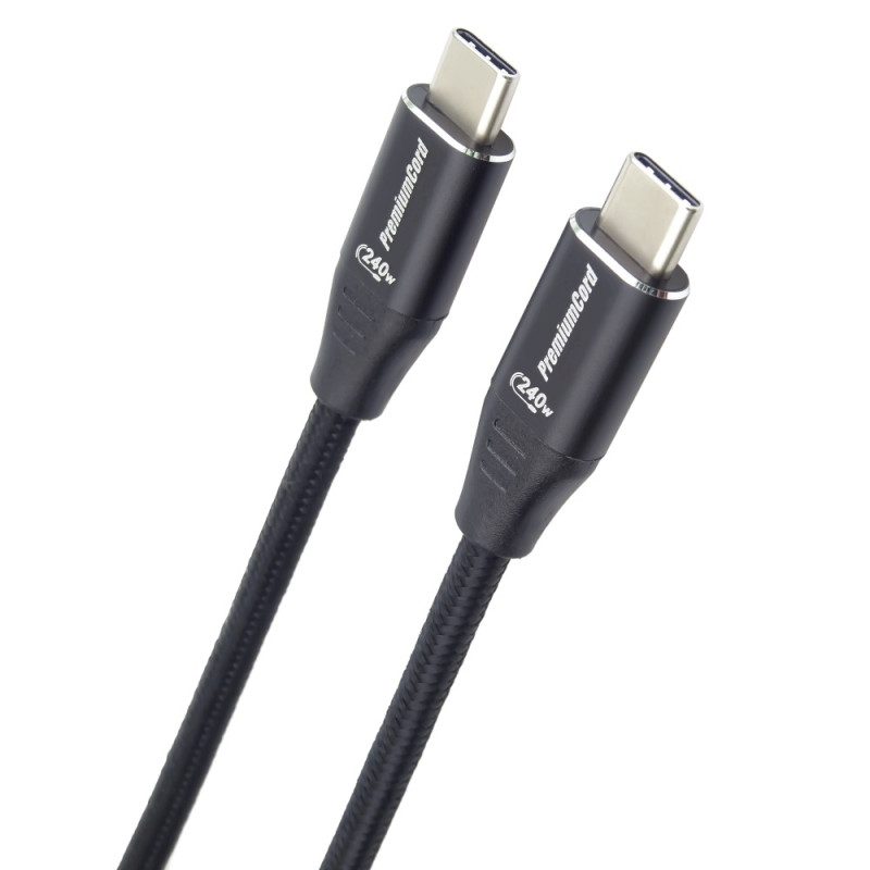 PremiumCord Kábel USB-C M/M, 240 W 480 MBps, 0,5 m
