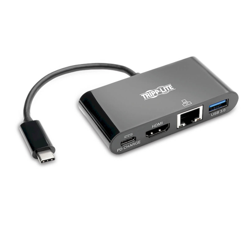 Tripplite Mini dokovacia stanica USB-C/HDMI, USB-A, GbE, 60W nabíjanie, HDCP, čierna