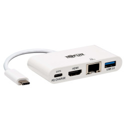 Tripplite Mini dokovacia stanica USB-C/HDMI, USB-A, GbE, 60W nabíjanie, HDCP, biela
