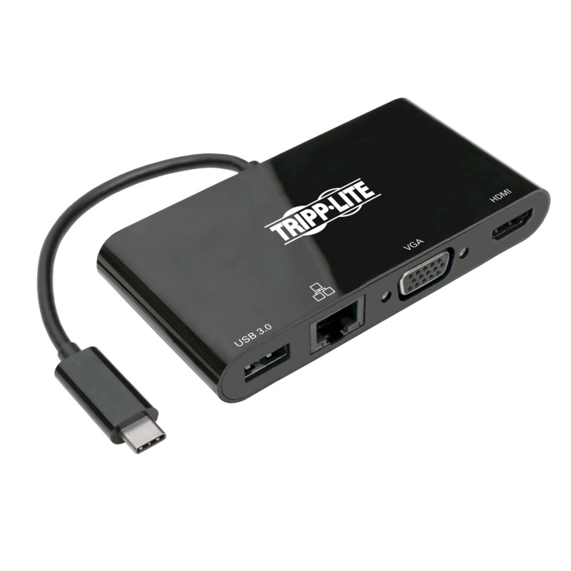 Tripplite Mini dokovacia stanica USB-C/HDMI, VGA, USB-A, GbE, HDCP, čierna