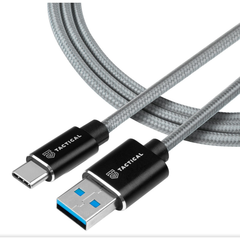 Tactical Fast Rope Aramid Cable USB-A/USB-C 0.3m Grey