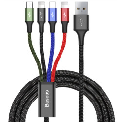 Baseus dátový kábel 4v1 microUSB+USB-C+2xLightning 1,2m 3,5A čierny