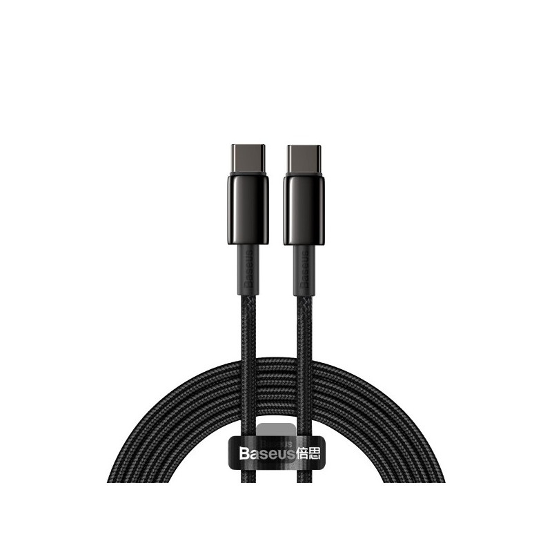 Baseus dátový kábel Tungsten Gold USB-C/USB-C 2m 100W čierny