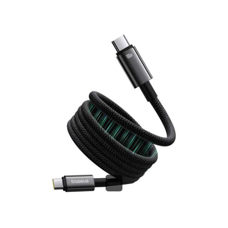 Baseus dátový magnetický kábel Tungsten Gold USB-C/USB-C 1m 100W čierny