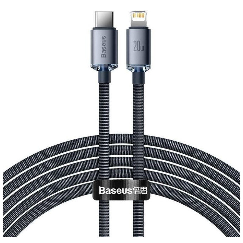 Baseus dátový kábel Crystal Shine USB-C/Lightning 2m 20W čierny