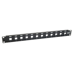 Patch Panel 12-Port 1U Rack Netienený, Keystone/Multimedia, RJ45 Ethernet, USB, HDMI, Cat5e/6