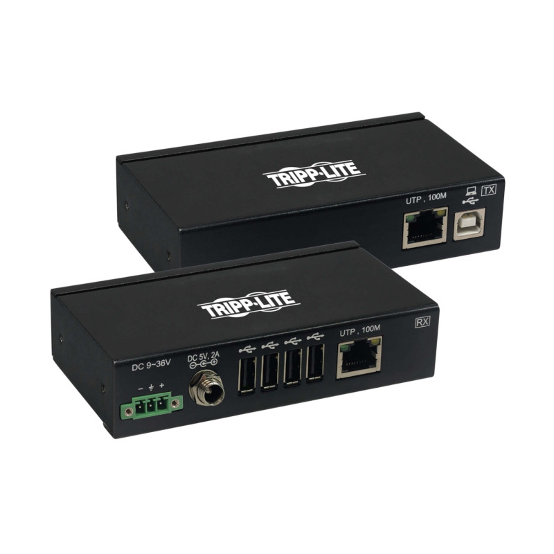 Extender, 4-port USB 2.0 cez Cat6, ESD ochrana, PoC, priemyselný, možnosť montáže, 100mm