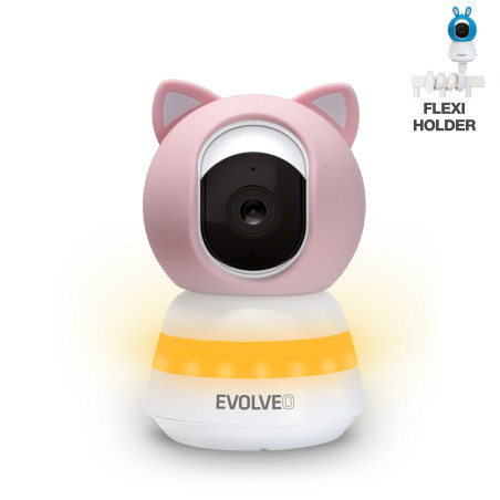 EVOLVEO Baby Monitor LUX- Múdra 360 ° videoopatrovateľka s nočným videním, detekciou plače a pohybu, ružová