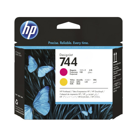 HP 744 Tlačová hlava, purpurová a žltá, F9J87A