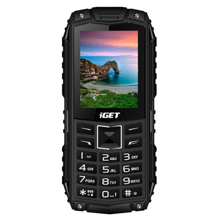 iGET Defender D10 Black - vodotesný odolný telefón IP68, DualSIM, 2500 mAh, BT, svietidlo, FM, MP3