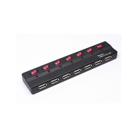 PremiumCord USB 2.0 HUB 7-portový s ext. napájaním a vypínačmi portov