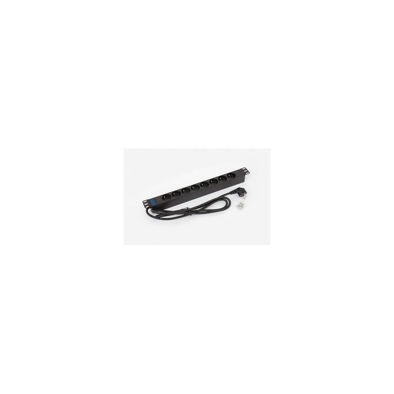 19'' 8xCZ zásuvka, 3x1.5mm 2m kábel CZ-DE, RAL9005