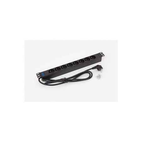 19'' 8xCZ zásuvka, 3x1.5mm 2m kábel CZ-DE, RAL9005