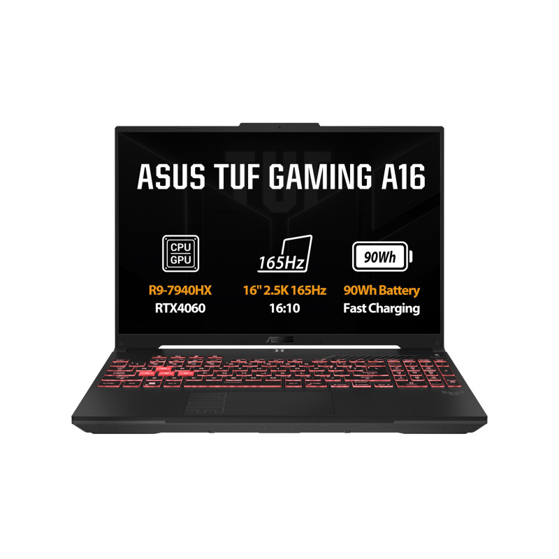 ASUS TUF Gaming A16/FA607PV-QT117W/R9-7940HX/16''/2560x1600/32GB/1TB/RTX 4060/W11H/Gray/2R