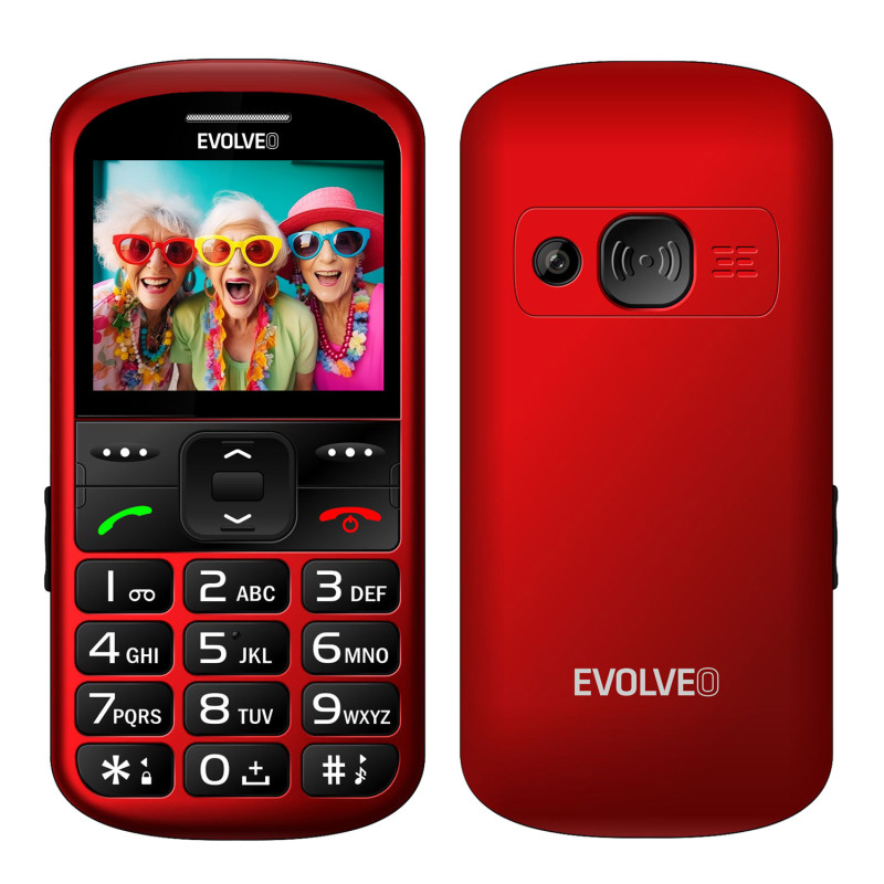 EVOLVEO EasyPhone XS, mobilný telefón pre seniorov, červený