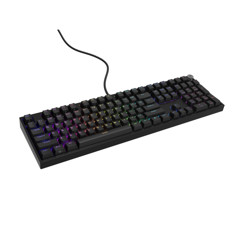 Herná mechanická klávesnica Genesis THOR 404/RGB/Gateron Yellow Pro/Drôtové USB-A/US layout/Čierna