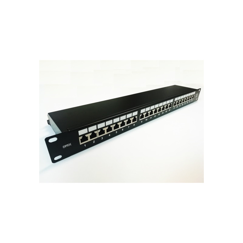 Patch panel 24p.Cat6A STP 1U osadený čierny