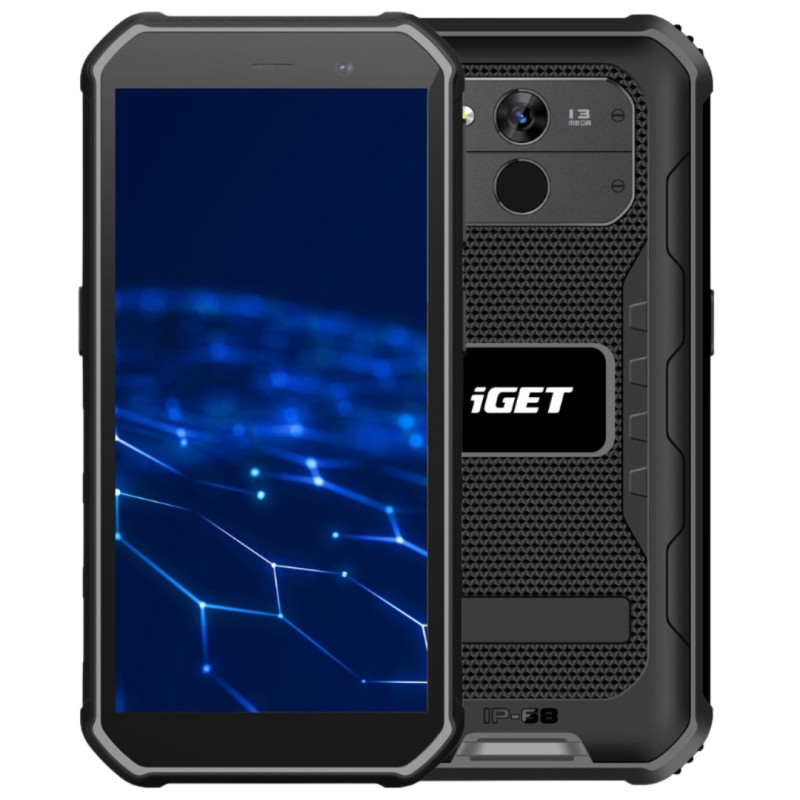iGET T1 6 + 128 Black - odolný mobilný telefón