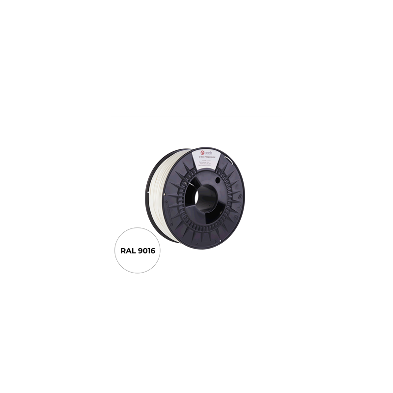 Filament C-TECH PREMIUM LINE, TPU 90A, flexibilný, dopravná biela, RAL9003, 1,75mm, 1kg