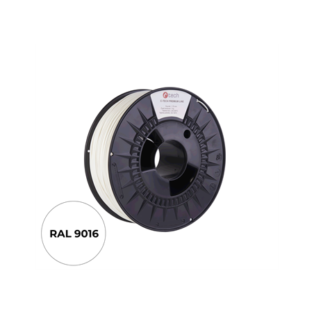 Filament C-TECH PREMIUM LINE, TPU 90A, flexibilný, dopravná biela, RAL9003, 1,75mm, 1kg