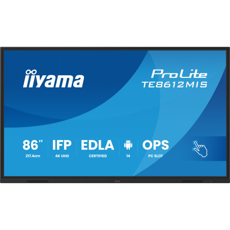 86'' iiyama TE8612MIS-B4AG: IPS, 4K, 40P, USB-C, EDLÁ