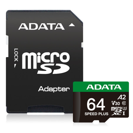 Adata Speed Plus/Micro SD/64GB/UHS-I U3/Class 10/+ Adaptér