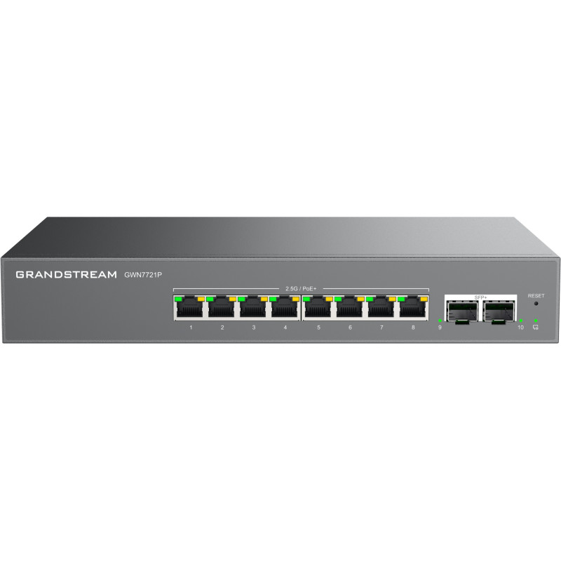 Grandstream GWN7721P L2 Lite managed switch, 8x 2.5GbE RJ45, 2x 10G SFP+, PoE/PoE+