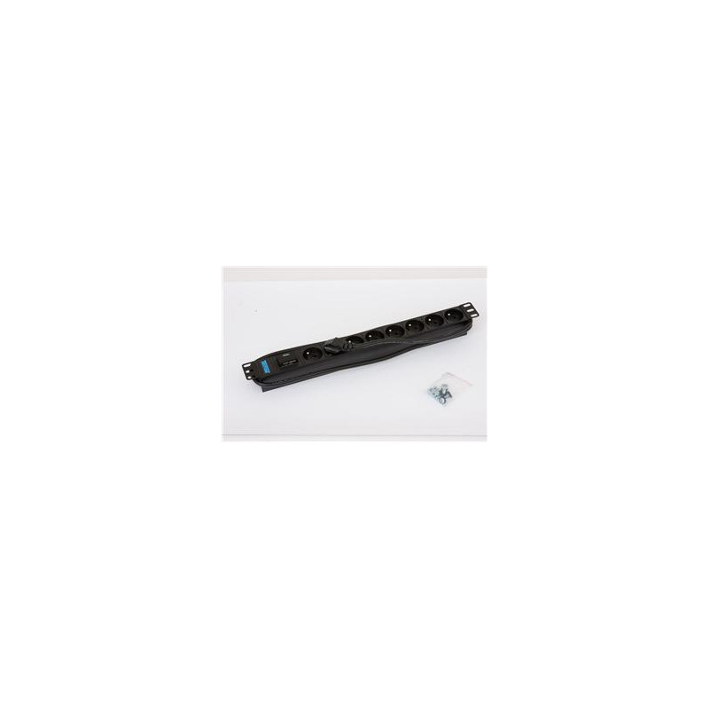 19'' 8xCZ zásuvka, bleskoistka, 3x1.5mm 2m RAL9005