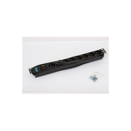 19'' 8xCZ zásuvka, bleskoistka, 3x1.5mm 2m RAL9005