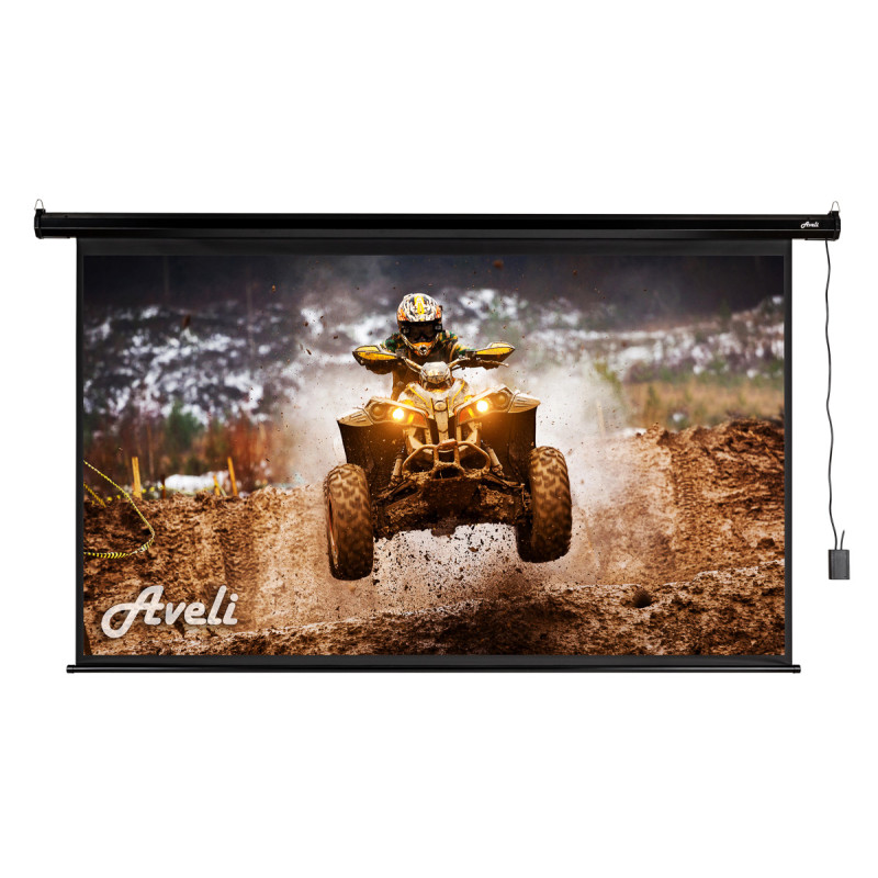 Elektrické projekčné plátno AVELI, 204x115 (16:9) 92'', čierny tubus