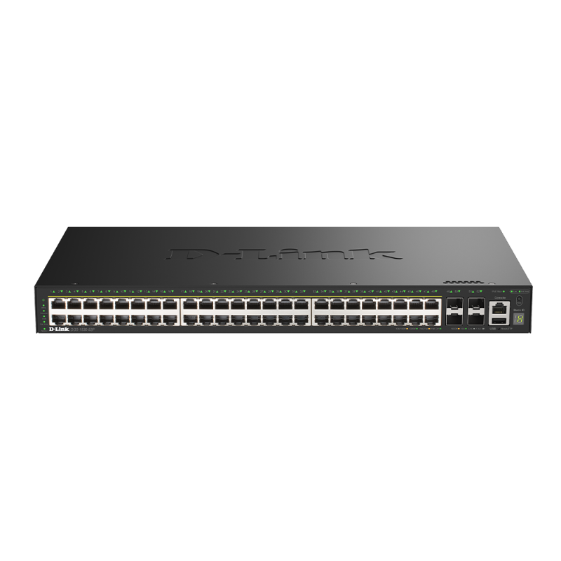 D-Link DGS-1530-52P/E 48 Portov GE PoE(30W) + 4 Porty 10G SFP+ Smart Managed Switch, 370W